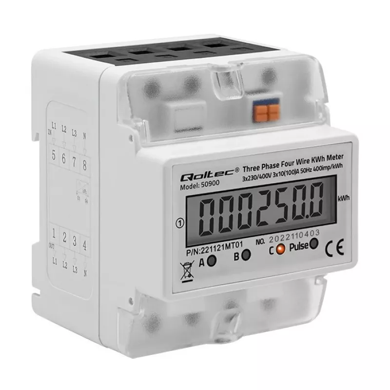 Kolmefaasiline elektrooniline energiaarvesti QOLTEC 50900 400V LCD 4P