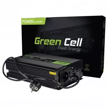 Toiteinverter roheline Cell INV07, alalisvool 12 V vahelduvvoolule 230 V, 300 W, 50 Hz, C-tüüpi pistik, must