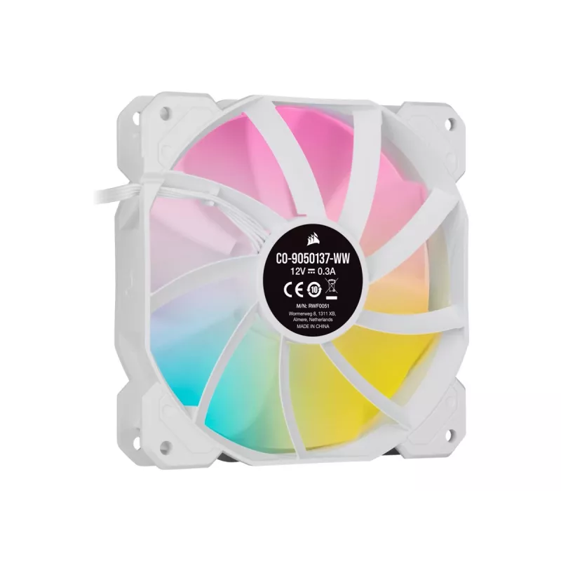 Corsair iCUE SP120 RGB ELITE Performance 120mm Valge PWM ARGB Case Fan Triple Pack