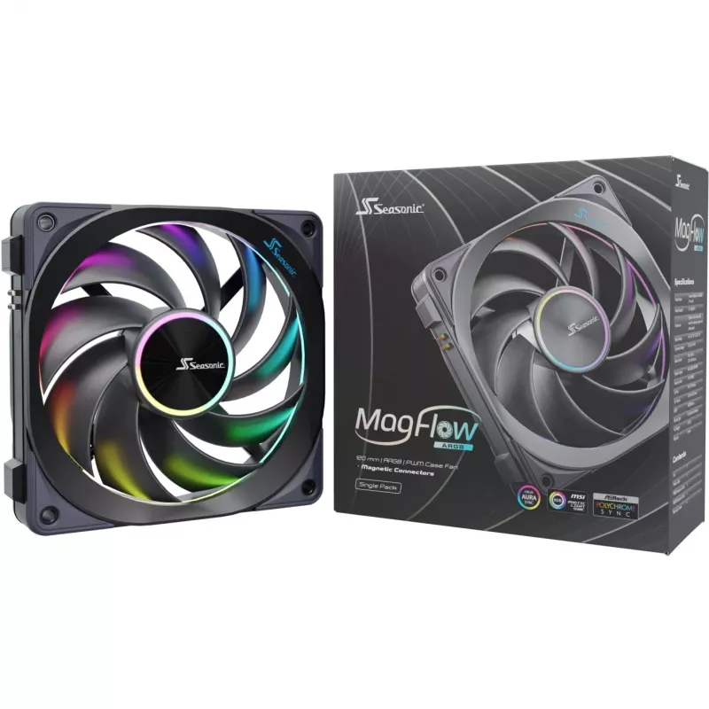 Ventilaator Seasonic MagFlow ARGB 12 cm 2000 RPM Must