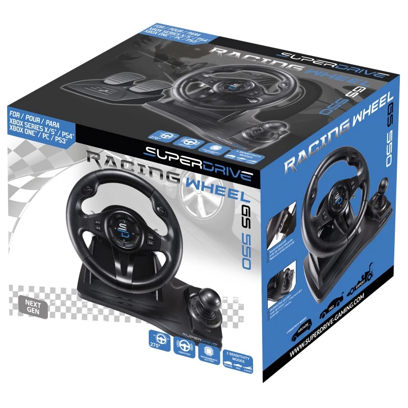Subsonic SA5596-NG mängukontroller must USB rool pedaalid 270°