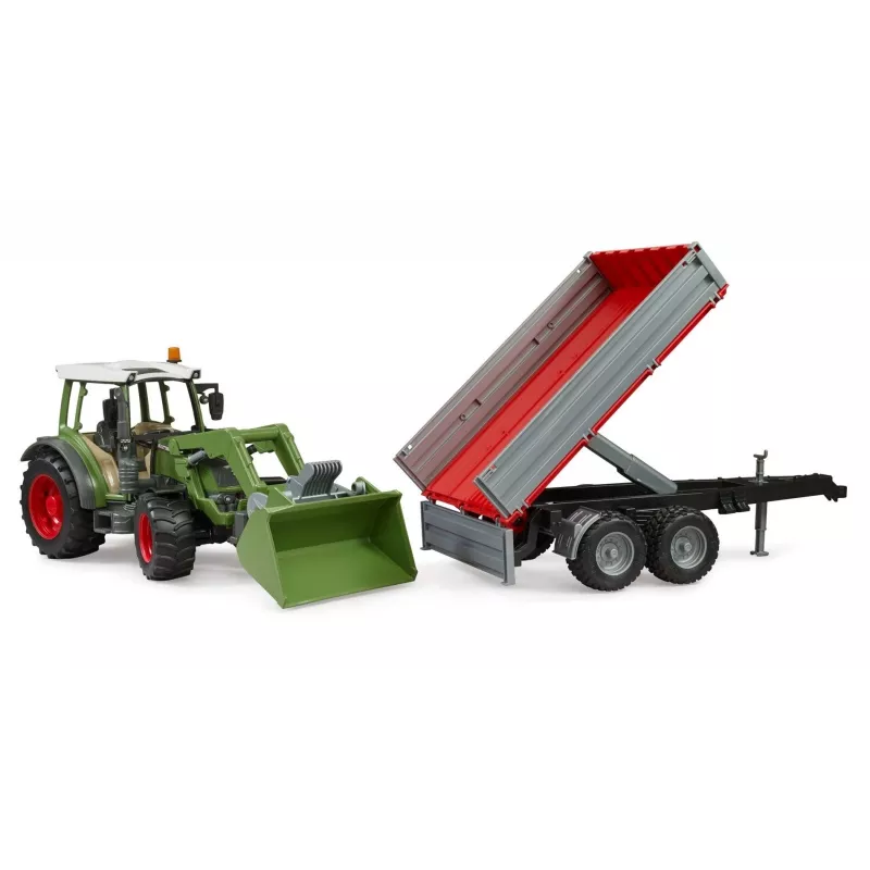 Mängutraktor BRUDER Fendt Vario 211 eeslaaduri ja külghaagisega