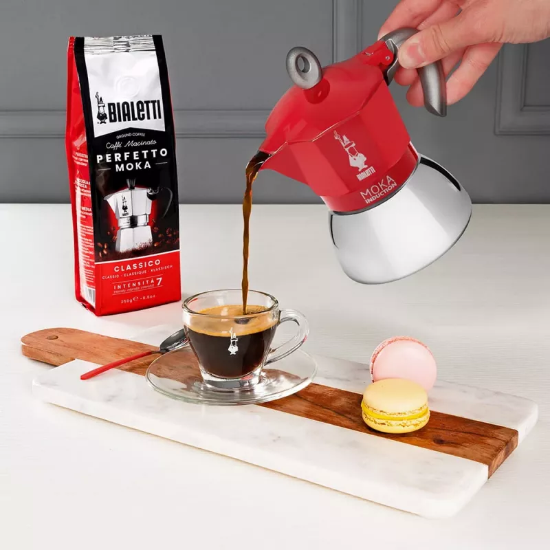 Moka pot Bialetti Moka induction 0,1 L Punane Hõbedane