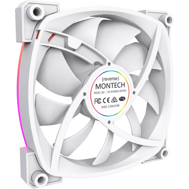 Montech RX140 PWM 140mm ARGB korpuse ventilaator - valge