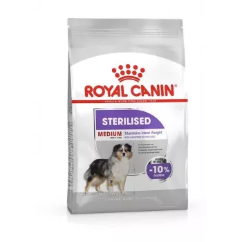 Kuiv koeratoit Royal Canin Medium Sterilised Adult 12 kg — steriliseeritud keskmise tõu täiskasvanud koertele, linnuliha, valk 28%, rasv 13%
