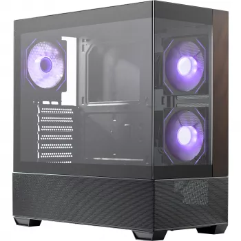 Cooler Master Elite 690 PC-korpus, Midi-Torn, ATX, Karastatud klaas - 4x ARGB-ventilaator, puit, must