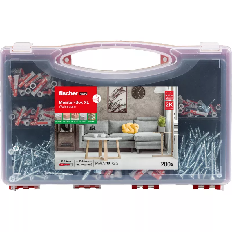 FISCHER kinnituskomplekt Meister-Box XL 210 tk – sortiment ankruid, kruvisid ja tüübleid