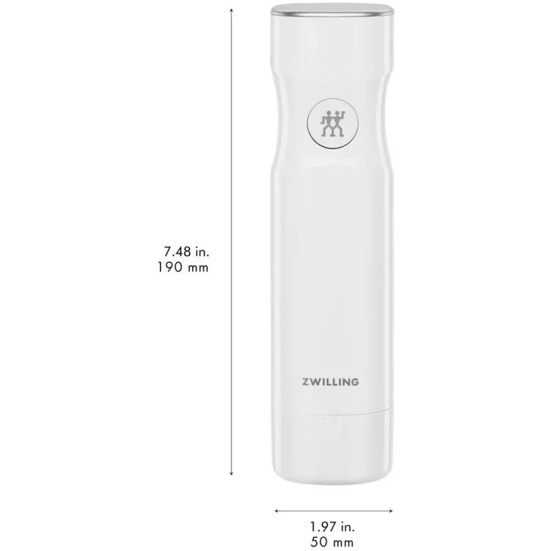 Vaakumpakendaja ZWILLING FRESH & SAVE valge pump, aku 3,7 V, MicroUSB laadimine, 190×50×50 mm, 330 g