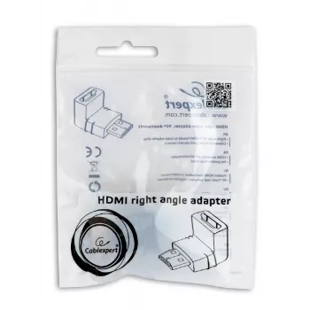 HDMI soovahetaja GEMBIRD A-HDMI90-FML, HDMI HDMI-ks, 90° nurgaadapter, must