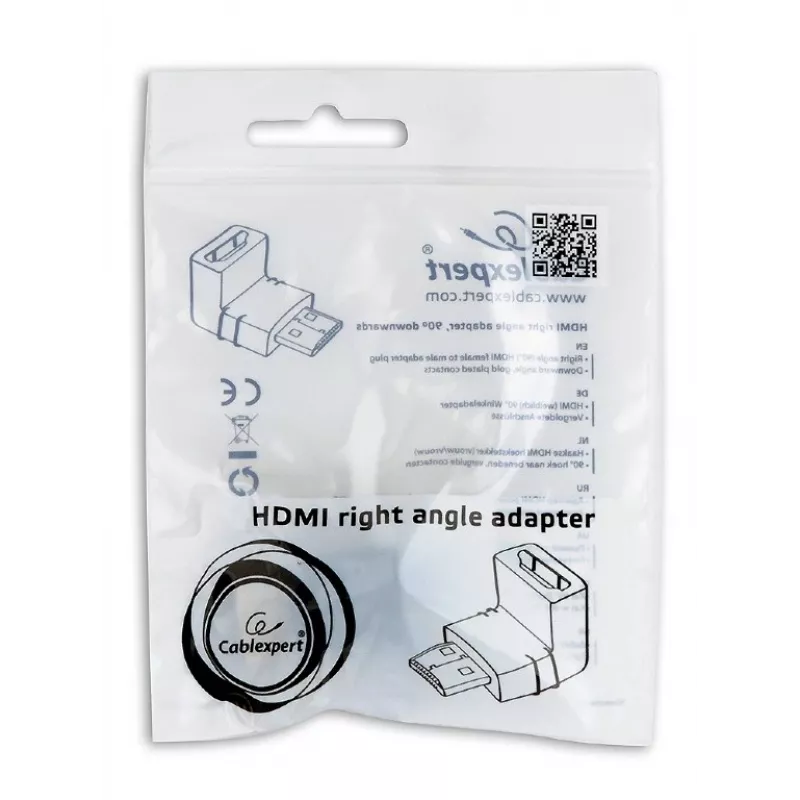 HDMI soovahetaja GEMBIRD A-HDMI90-FML, HDMI HDMI-ks, 90° nurgaadapter, must