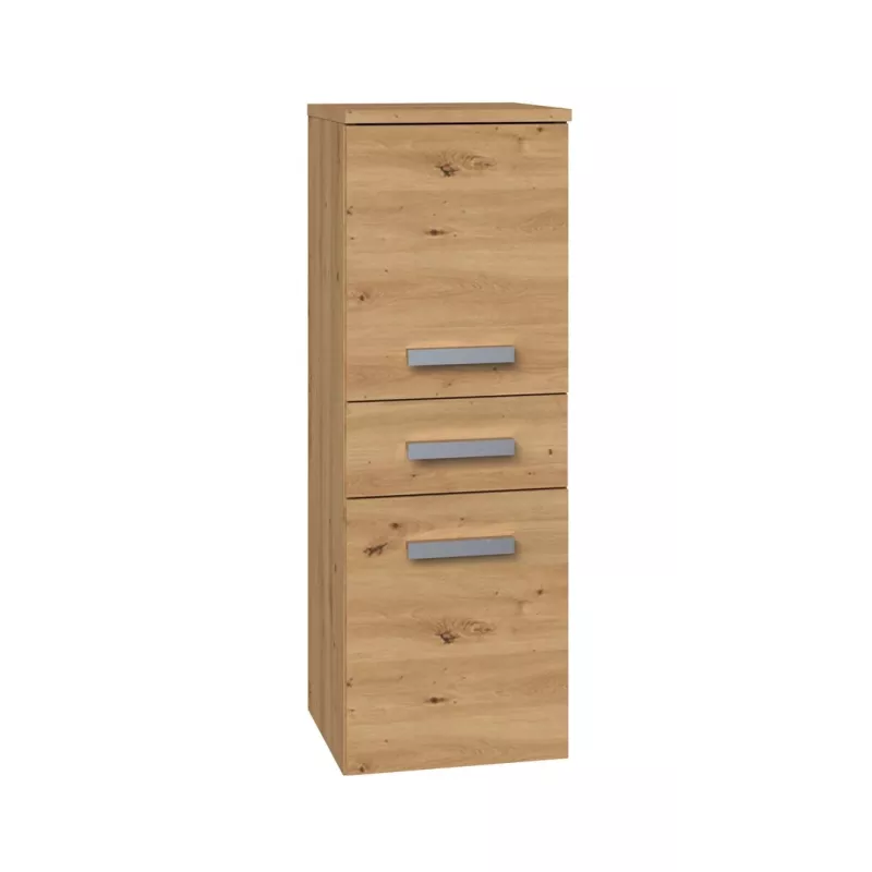 Vannitoa hoiukapp Top e Shop NEL V DDS ARTISAN — vabalt seisev, tammepuust raam, 3 riiulit, 300×300×850 mm