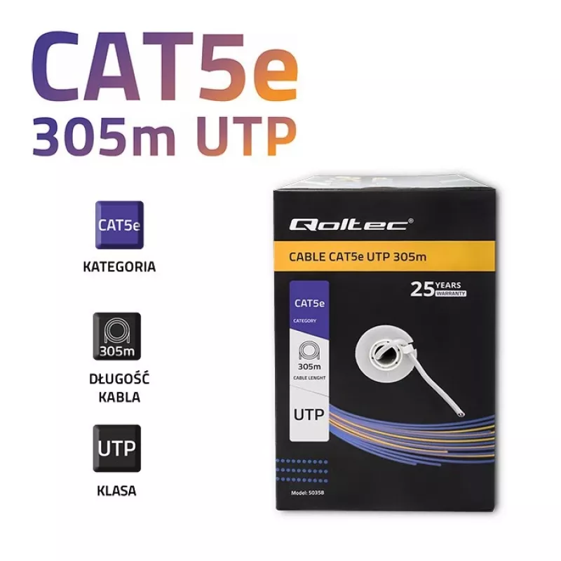 Qoltec Patchcord UTP kaabel CAT5E, 305m