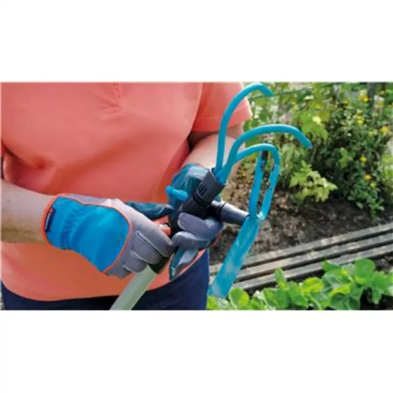 combisystem-kultivaator ja -reha komplektne pakkumine (türkiissinine/puit, 30 cm, 9 cm)