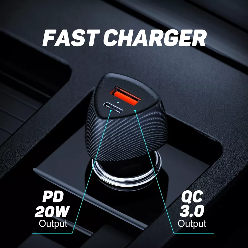 Autolaadija Tellur FCC10 38W 6A PD20W QC3.0 — USB-C ja USB-A sõiduki toiteadapter