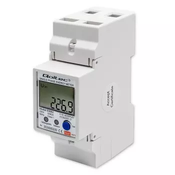 Qoltec 50882 Ühefaasiline elektrooniline energiatarbimise arvesti DIN-liistule | Wi-Fi | TUYA | 230V | LCD
