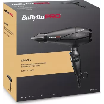 Föön BaByliss PRO Levante 2100 W, vahelduvvoolumootor, ioontehnoloogiaga, 2 kuumust/2 kiirust, must
