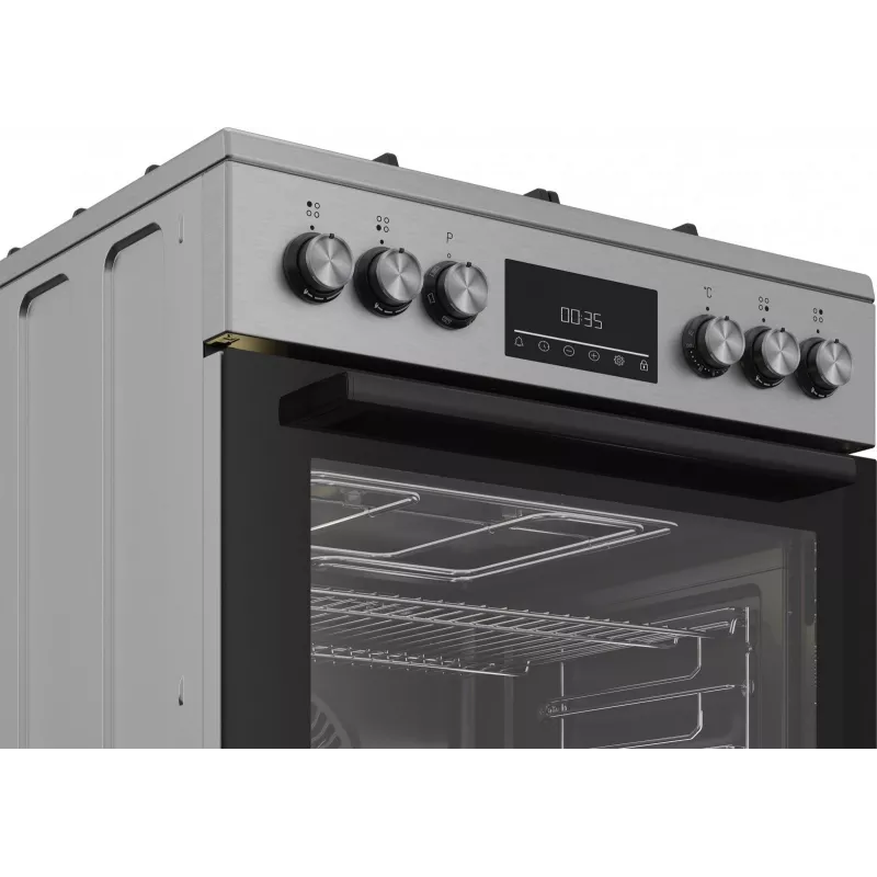 Eraldiseisev gaasi-elektripliit BEKO FBM62330GXTN 60 cm, 4-põletiga gaasipliit, 72 L elektriahi, energiaklass A