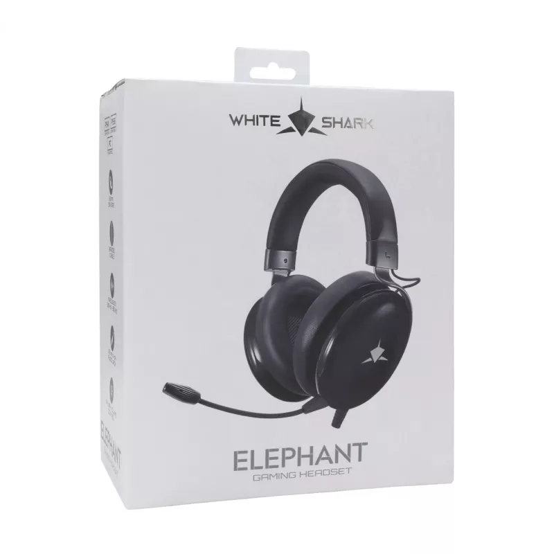Mänguri peakomplekt White Shark GH-2540 Elephant must, RGB-valgustuse ja eemaldatava mikrofoniga