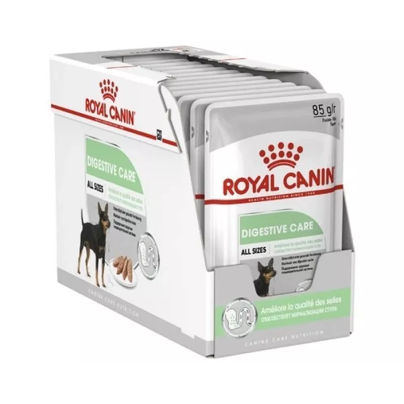 Märg koeratoit Royal Canin Digestive Care Meat & Vegetable kotikesed 12 x 85 g — täiskasvanud koerad, seedimise tugi