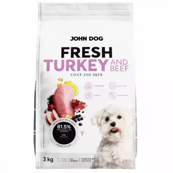 Kuiv koeratoit john dog ADULT FRESH TURKEY & BEEF 3 kg