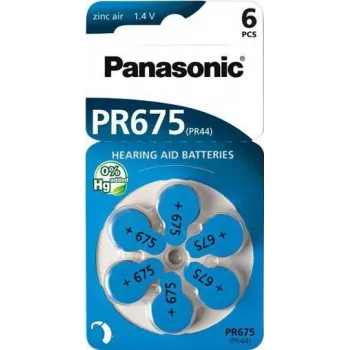 Kuuldeaparaadi patareid Panasonic PR 675 (suurus 10), 605 mAh, tsink-õhk, 6 tk pakendis