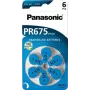 Kuuldeaparaadi patareid Panasonic PR 675 (suurus 10), 605 mAh, tsink-õhk, 6 tk pakendis