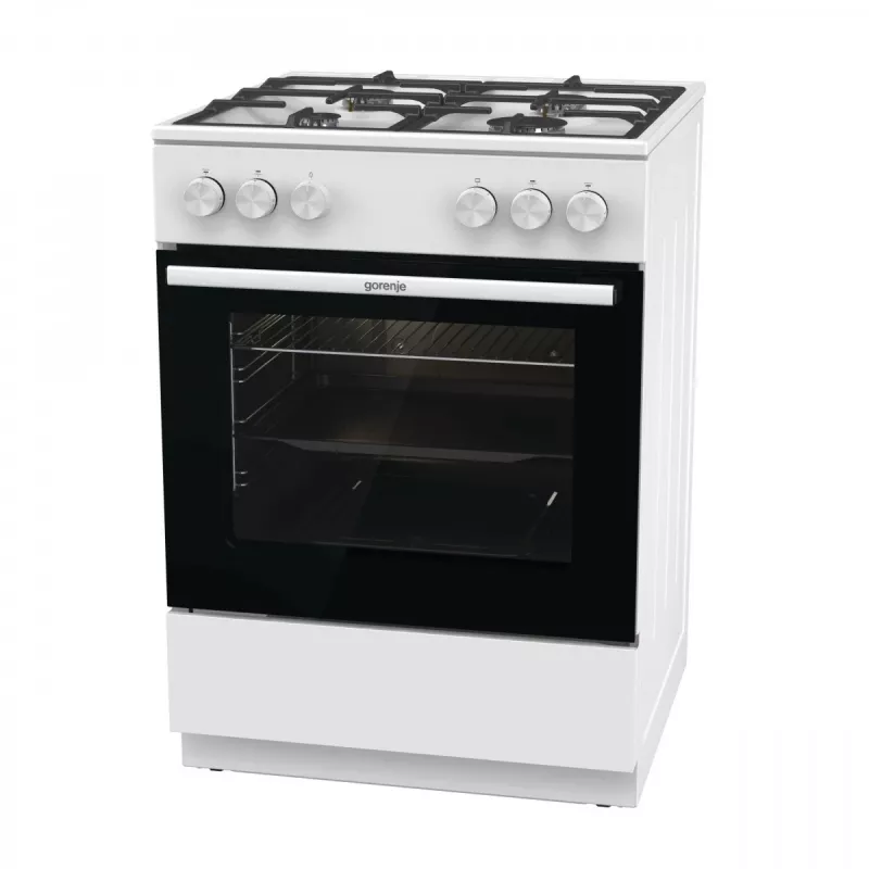 Põrandal seisv gaasipliit Gorenje GG6A10WFFM, valge, 4-põletiga pliit, 72 L gaasiahi, pöörlevad esijuhtnupud