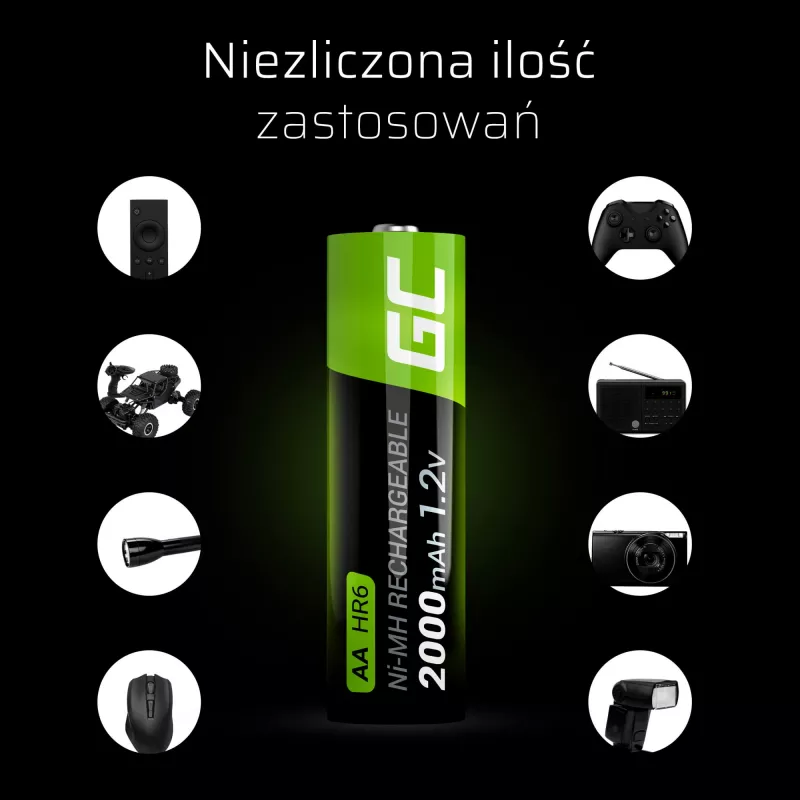 Laetav aku roheline Cell GR06 AA NiMH 1,2 V 2000 mAh, 2 tk, 50,5 mm