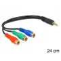 Helikaabel DeLOCK 62499 0.24m 3.5mm kuni 3 x RCA Must