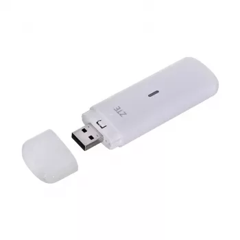USB-mobiilimodem ZTE MF833N, kaasaskantav USB-vorming, 4G LTE-FDD/TDD kuni 150 Mbps, HSUPA/2G tugi, microSD-pesa, valge