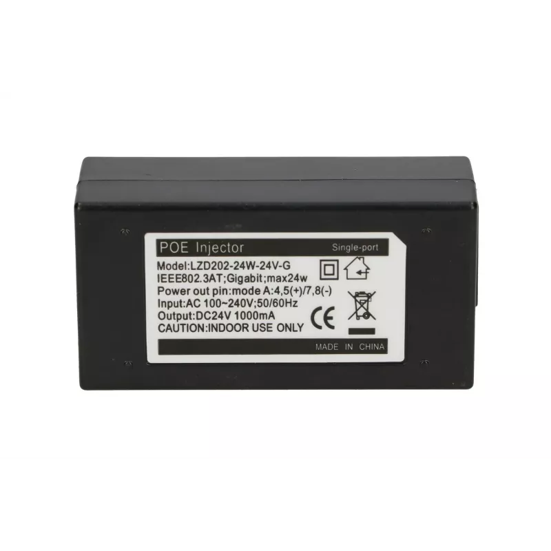 PoE toiteplokk Extralink POE-24-24W-G 24V 1A 24W Gigabit, siseruumidesse, must, AC toitekaabel kaasas