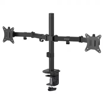 Monitor desk mount SAVIO UM-03 Must, dual monitor clamp, VESA 100x100, supports 17 inch–32 inch, height/tilt/swivel/pivot
