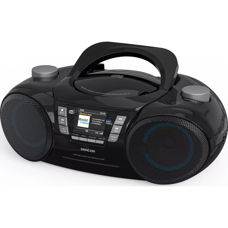 Kaasaskantav DAB+ CD/MP3/USB/SD Bluetooth-mängija SENCOR SPT 6510DB — DAB+, Bluetooth 5.3, 16 W RMS, CD/USB/SD, 2,4-tolline LCD