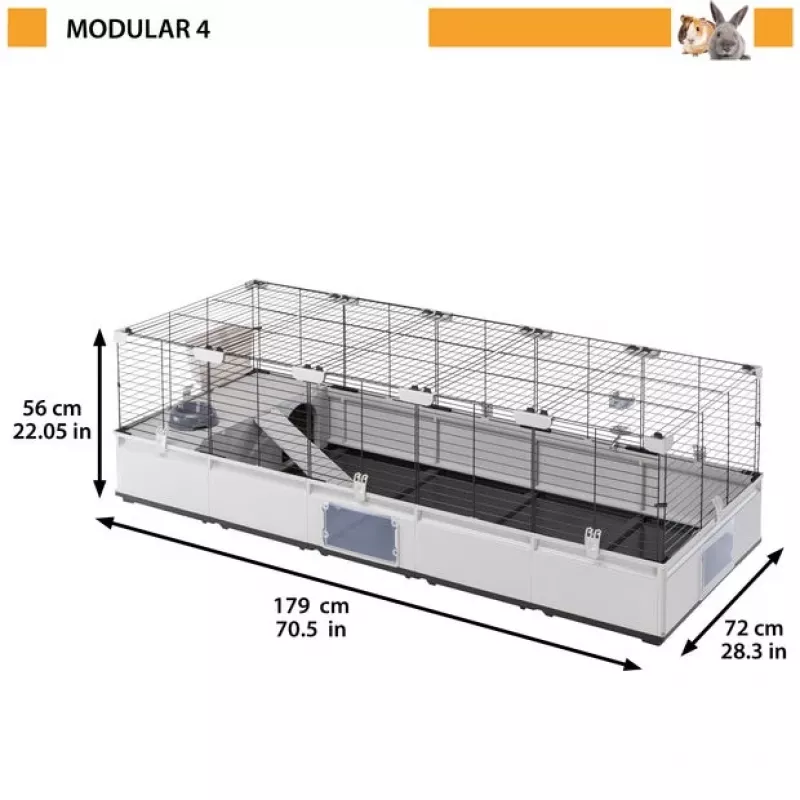 FERPLAST Modular 4 - puur küülikule ja kodusele meriseale - 179 x 72 x 56 cm