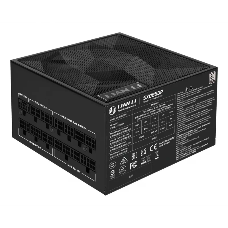 Toiteplokk lian li SX seeria 850 W 80 PLUS Platinum täismodulaarne PCIe 5.1 ATX 3.1