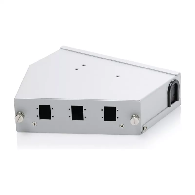 DIN-liistule paigaldatav fiiberoptiline jätkujaotur DIGITUS DN-96894 — nurga all, 6 SC SX / LC DX, alumiinium, hall