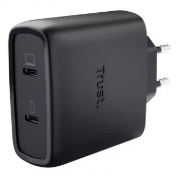 Laadija Trust Maxo 65W 2-pordiline USB-C GaN-laadija kiirlaadimine must