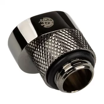 Adapter BitsPower X-Cross G1/4 inch isane G1/4 inch emasele, 5 mm nihe, läikiv must