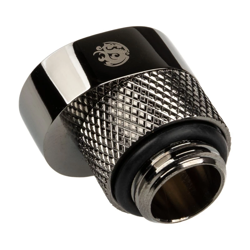 Adapter BitsPower X-Cross G1/4 inch isane G1/4 inch emasele, 5 mm nihe, läikiv must