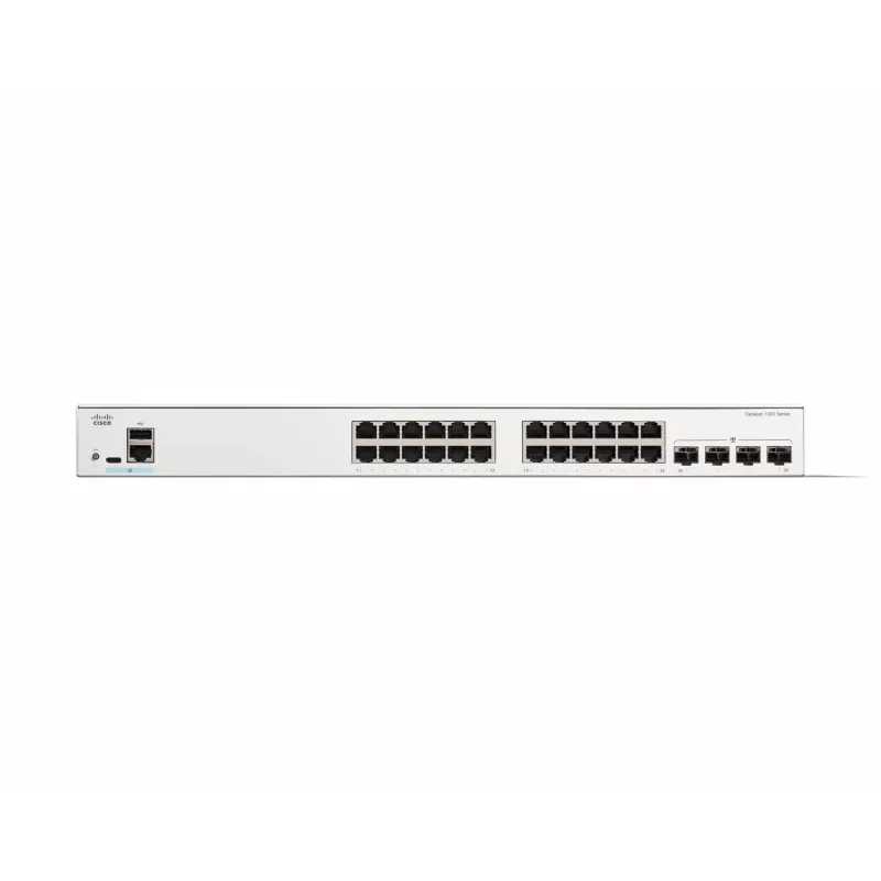Cisco Catalyst 1300-24T-4G hallatav lüliti, 24 porti GE, 4x1GE SFP, piiratud eluaegne kaitse (C1300-24T-4G)