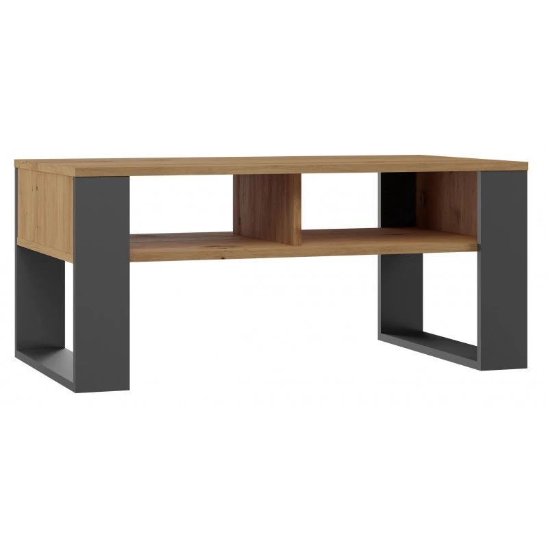 Kohvilaud top e shop Modern 90×58×50 cm, antratsiitkarkass, kunstnikutamme riiulid, matt