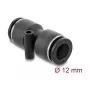 Pneumaatiline pistik DELOCK 12 mm sirge kinnitusavaga, metallist/plastist korpus, sisekeere, pikkus 49 mm