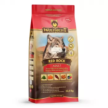 Kuiv koeratoit Wolfsblut Red Rock Känguru maguskartuliga, täisväärtuslik täiskasvanud koerte toit, 12,5 kg, valk 23%, rasv 9,5%