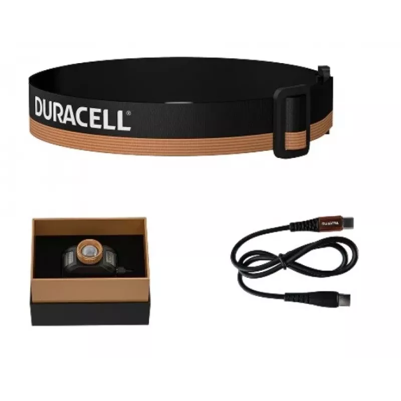 Pealamp Duracell DH1500R — must/oranž, laetav käed-vabad valgus
