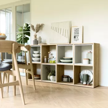 Raamatukapp top e shop MALAX 2X4 SONOMA, Sonoma tamm, 8 riiulit, 1470×300×750 mm