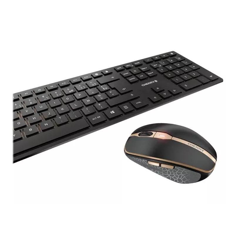 CHERRY DW 9100 õhuke klaviatuur hiirega Universaalne RF Wireless + Bluetooth AZERTY Prantsuse must