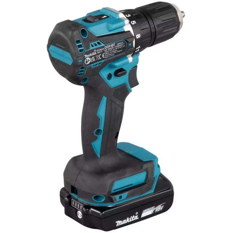 Makita DDF487RAJ akukruvikeeraja/löökkeeraja 1700 RPM must, roheline