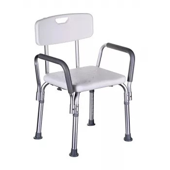 Dušitool ActionMed KP300AM seljatoe ja käetugedega, polüpropüleen, reguleeritav kõrgus 43–56 cm, iste 40×33 cm, max kasutaja kaal 110 kg