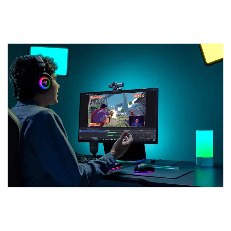 Razer Kiyo V2 X veebikaamera, 1440p @ 60 FPS, automaatfookus, lai vaatenurk - must