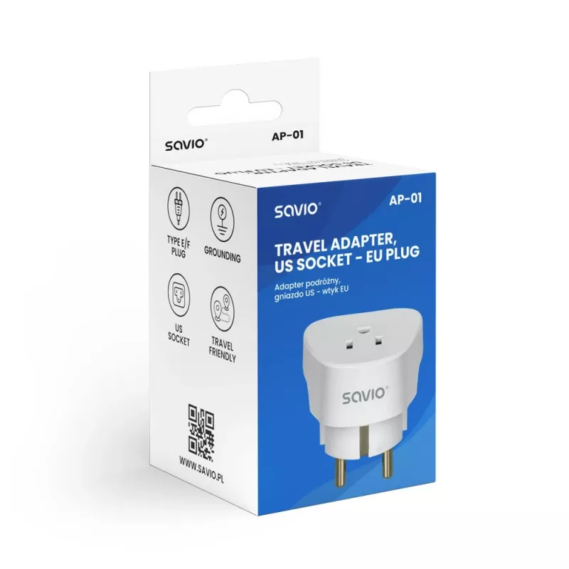 SAVIO AP-01 reisiadapter, USA pesa – EL pistik